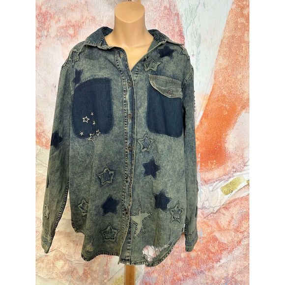 Free People OneTeaspoon Everyday Blue Classic Star Shirt - Picture 5 of 7